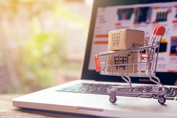 shopping cart on a laptop