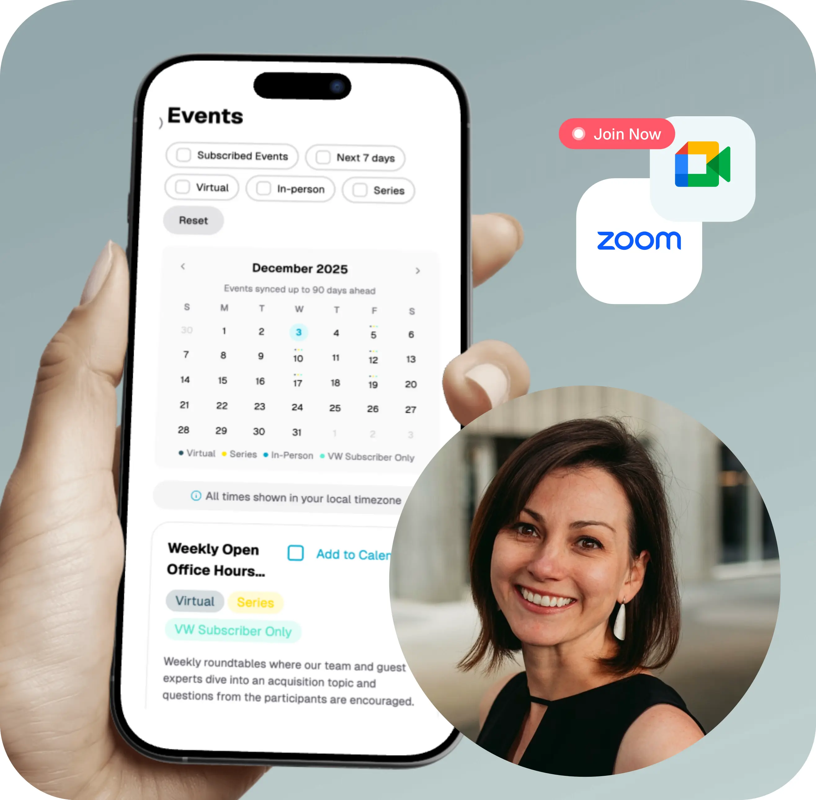 Office Hours - Events calendar and Zoom call